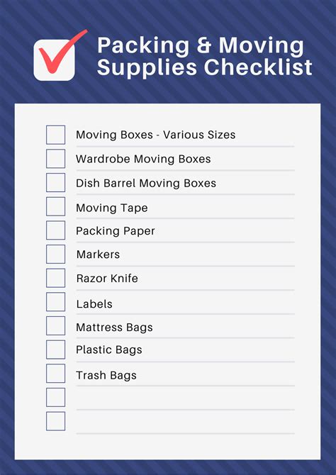 Free Printable Moving Packing Checklist