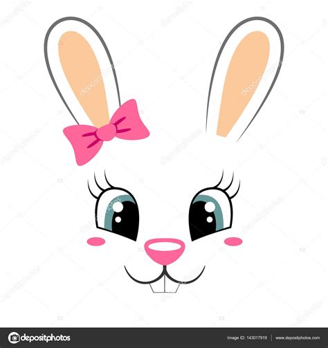 48 free images of bunny face. Cute bunny with pink bow. Girlish print with rabbit face ...
