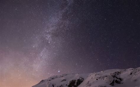 Starry Night Mountain Amazing Beautiful Snow Wallpaper 2880x1800