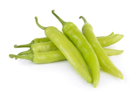 Green Hot Chili Pepper On White Stock Photo Image Of Ingredient