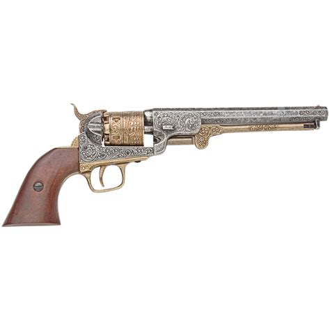 Civil War M1851 Engraved Gold And Nickel Replica Navy Pistol Non Firing