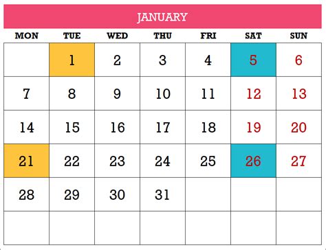 2019 Calendar Excel Templates Printable Pdfs Images Exceldatapro Riset