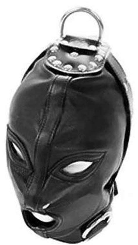 Bdsm Bondage Emo Goth Head Mask Gear Leather Hood Mask Fetish Restraint Harness Sex Toys For