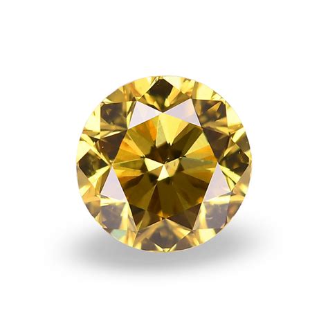 034 Carat Fancy Vivid Yellow Diamond Round Shape Si1 Clarity Gia