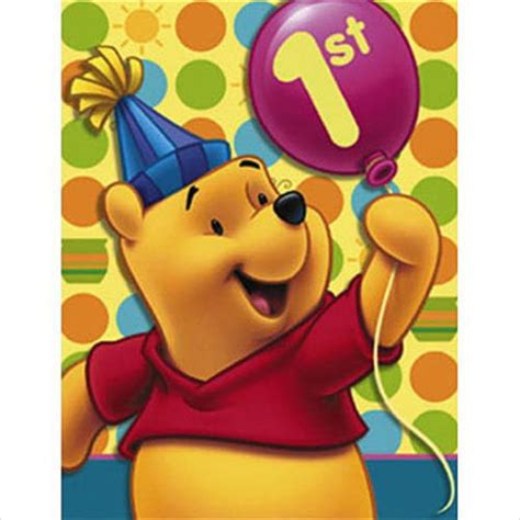 Winnie The Pooh Balloon 1st Birthday Invitations W Env 8ct