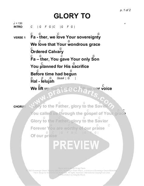 Glory To Chords Pdf Sovereign Grace Praisecharts