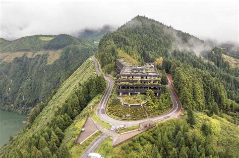 Aerial View Of A Hotel Ruins An Abandoned Building Along The Road Near