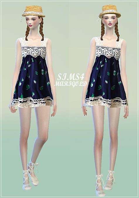 Lace Girlish Dress At Marigold Sims 4 Updates