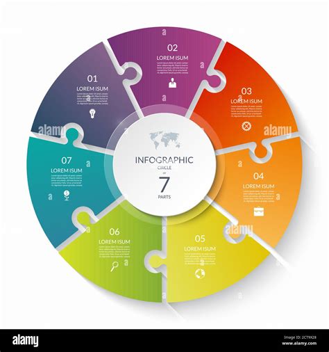 Puzzle Infographic Circle With 7 Steps Options Pieces Seven Part