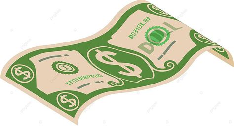 Flying Dollar Green Paper Banknote Cartoon Money Business Cash Sign