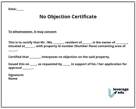 No Objection Certificate