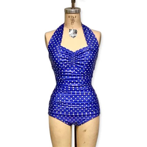 Marilyn Retro Vintage One Piece Womens Swimsuit Solid Etsy