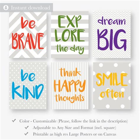 Printable Playroom Rules Motivational Quote Poster Kids Room Print Set