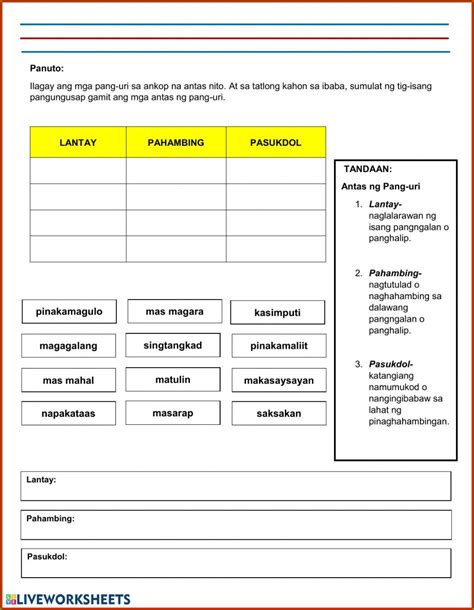 Worksheet For Grade 2 Filipino Pang Ukol Worksheet Resume Examples