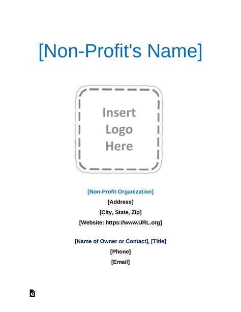 Free Non Profit Business Plan Template Word Pdf Eforms