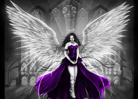 ANGEL IN PURPLE Halo Female Wings Purple Gothic Angel HD Wallpaper Peakpx