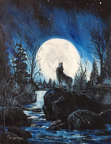 Wolf Moon Painting By Sharon Duguay
