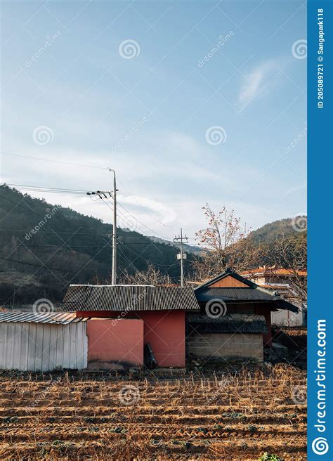 Korean Countryside Village Winter Scenery Stock Image Image Of