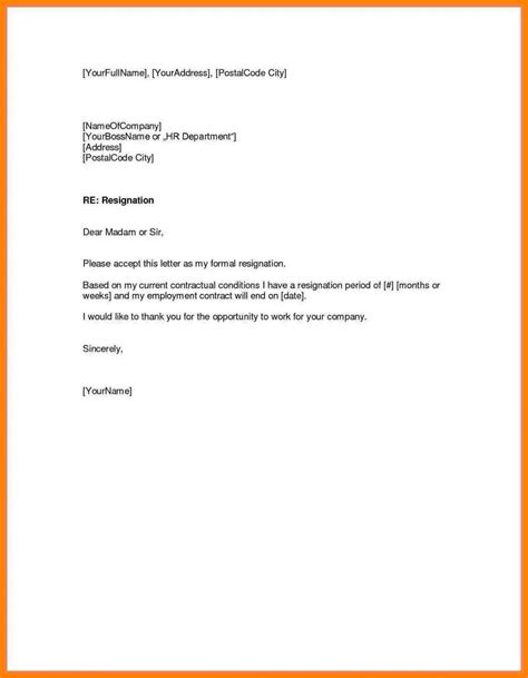 Resignation Letter Template 4 Week Notice You Should Experience