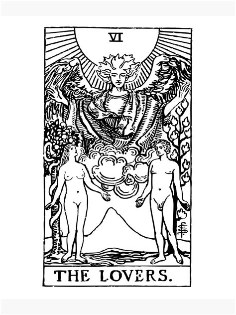 Tarot Card The Lovers Black And White Poster By Tarotcarddesign