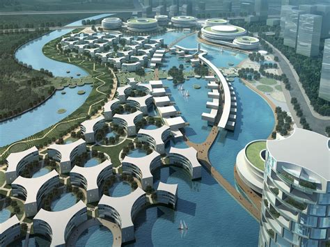 Tianjin Eco City Plots Eco City Futuristic City Urban