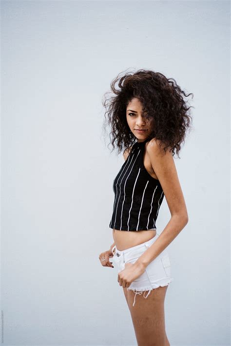 Mixed Race Young Woman With Curly Hair Porjack Sorokin