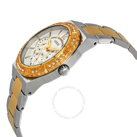 Guess Envy Crystal Silver Dial Two Tone Ladies Watch W0845l5
