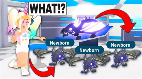 My Legendary Neon Shadow Dragon Had Triplets In Adopt Me Roblox