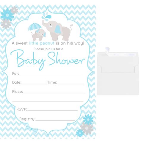 Blank Elephant Baby Shower Invitations Baby Shower Invitations