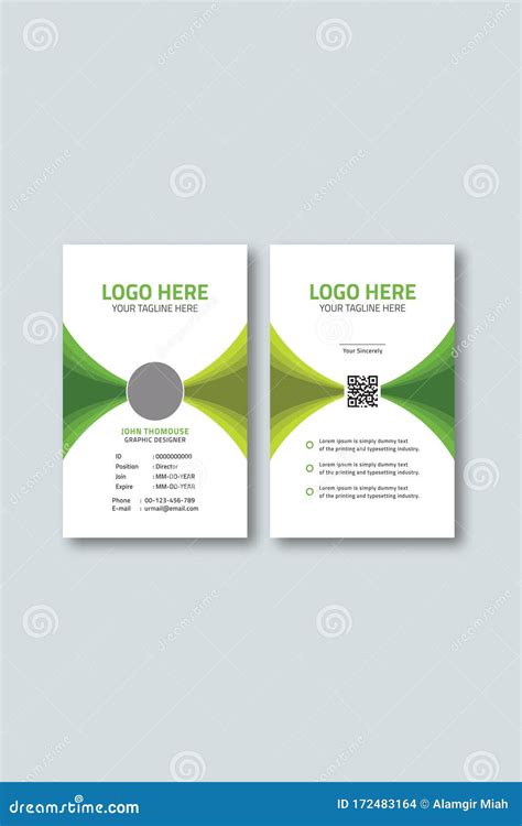 Corporate Vertical Id Card Template Stock Vector Illustration Of