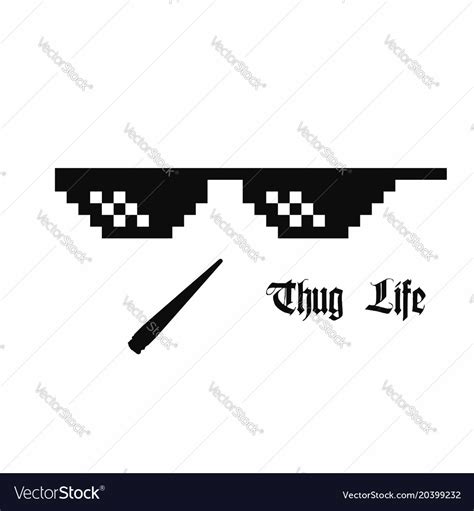 Pixel Art Glasses Thug Life Meme Glasses Vector Image