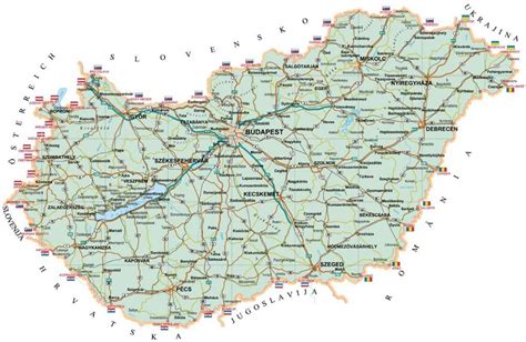 Geographische breite / geographische länge : Ungarn-Straßen-Karte - Straßenkarte, Ungarn (Osteuropa ...