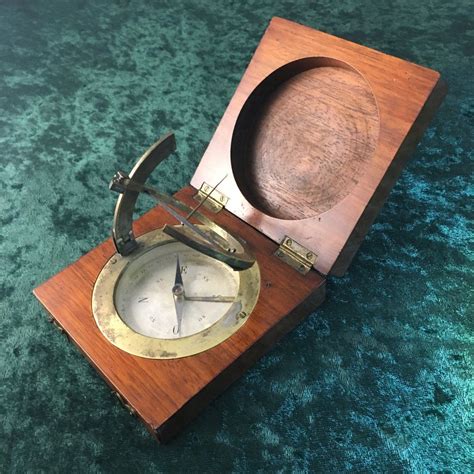 antique equinoctial compass sundial in mahogany case made in france sundial antiques compass