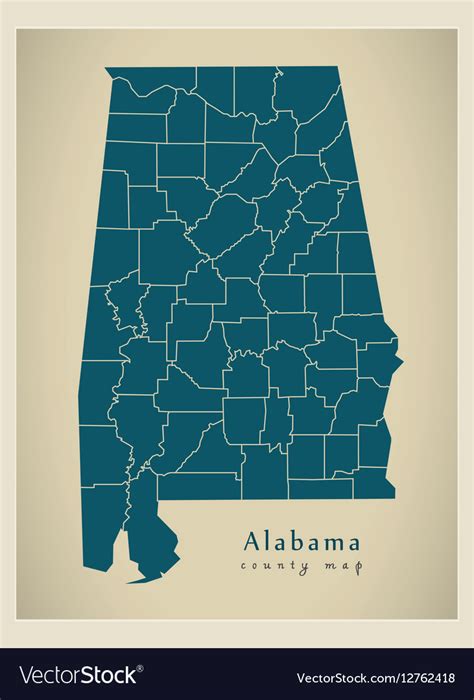 Alabama County Map Royalty Free Vector Image Vectorstock