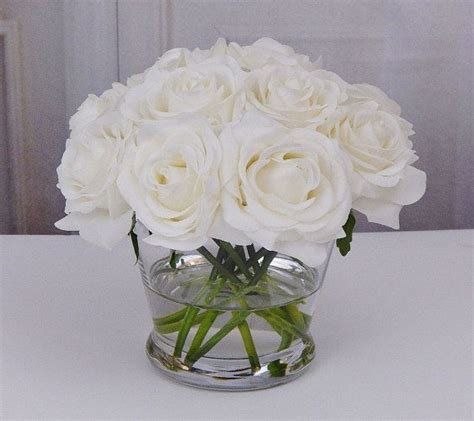 Whiteoffwhite Real Touch Silk Floral Arrangement Etsy Flower