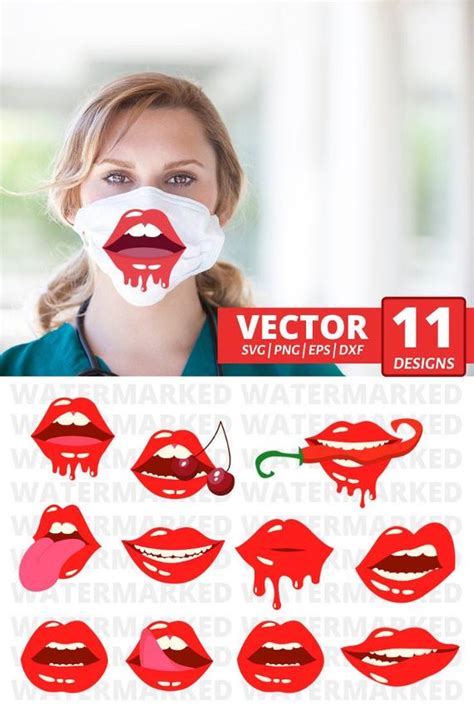 11 Lips For Face Mask Svg Face Mask Pattern Bundle Reusable Etsy