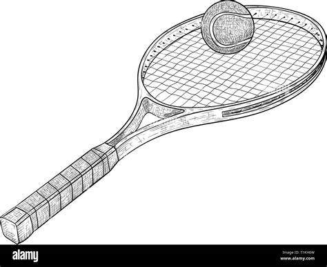 Tennis Racket With A Ball Hand Drawn Sketch Stock Vector Image And Art