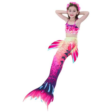 3pcsset 16 Colors Swimming Mermaid Tail Cosplay Bikini Suit 2018 New