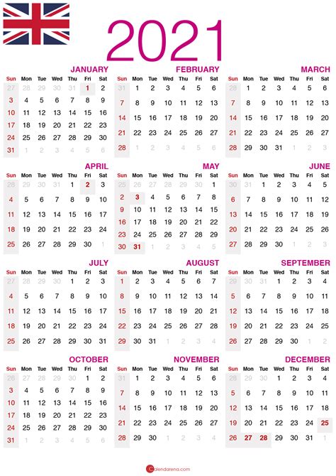 Download Free 2021 Calendar Uk 🇬🇧 United Kingdom 🇬🇧