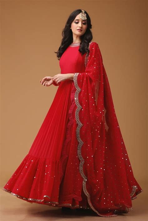 Beautiful Red Frock Outfit Party Wear Dresses Indian Fashion Dresses Indian Gowns Dresses