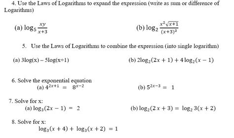 Solved 4 Use The Laws Of Logarithms To Expand The