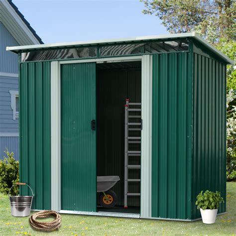 Outsunny 8x6ft Metal Garden Shed Outdoor Storage House Heavy Duty Tool