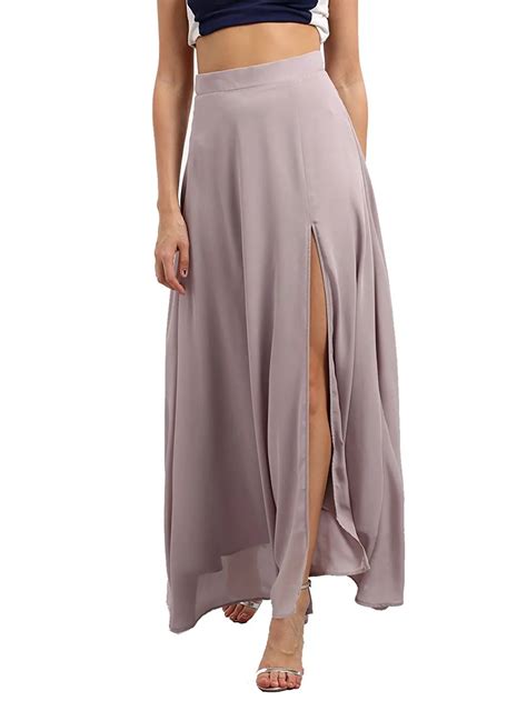 Customize Womens Side Slit High Waist Chiffon Maxi Skirt Ladies Plus Size A Line Skirts In