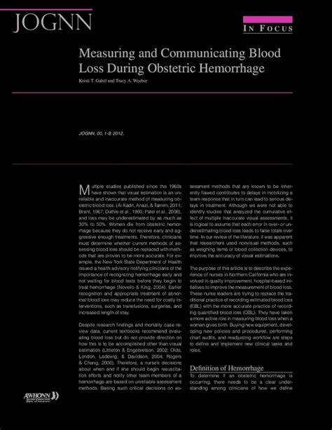 PDF Measuring And Communicating Blood Loss During Obstetric Hemorrhage DOKUMEN TIPS