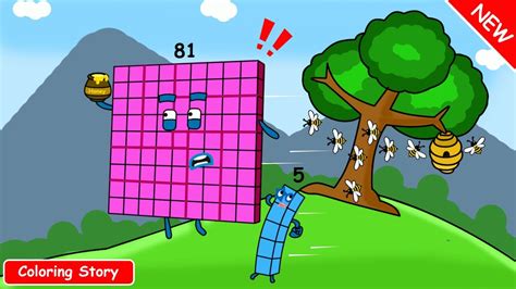 Numberblocks 81 Chased By Bees Numberblocks Fanmade Coloring Story