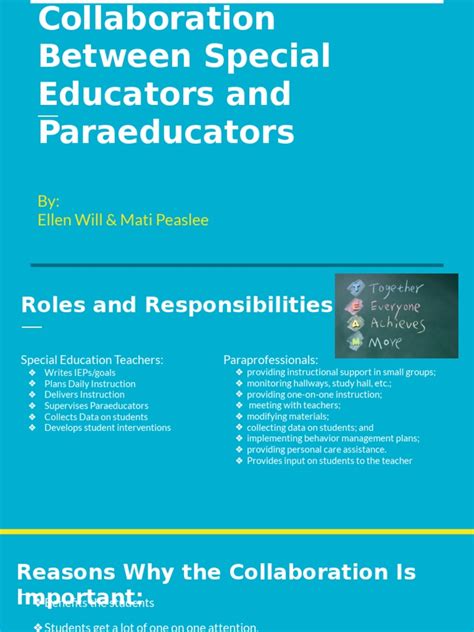 Collaboration Between Special Educators And Paraeducators Pdf