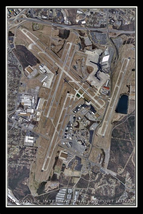 The Nashville Intl Airport Tennessee Satellite Poster Map Aerial