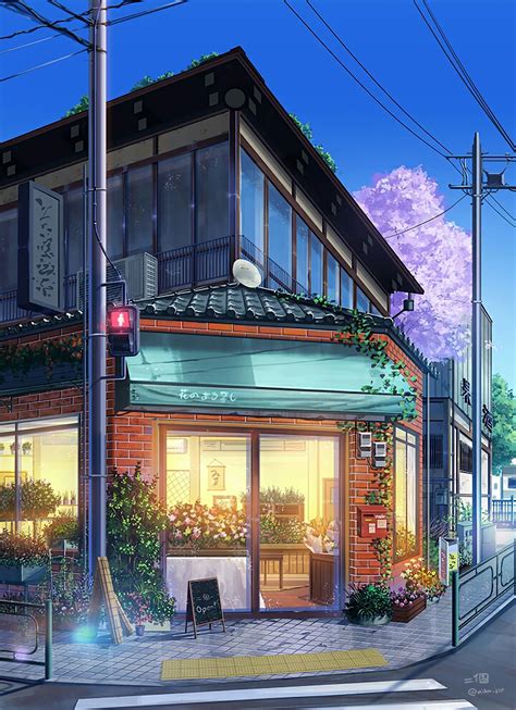 Corner Florist Shop Japan Art Anime Scenery Anime Scenery