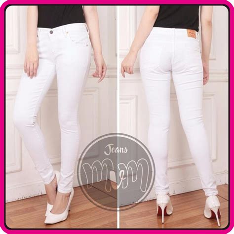 Celana Jeans Wanita Putih Ukuran 27 28 29 30 31 32 33 34 S M L Xl White