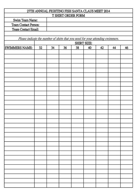 T Shirt Order Form Template Free Printable Printable Forms Free Online